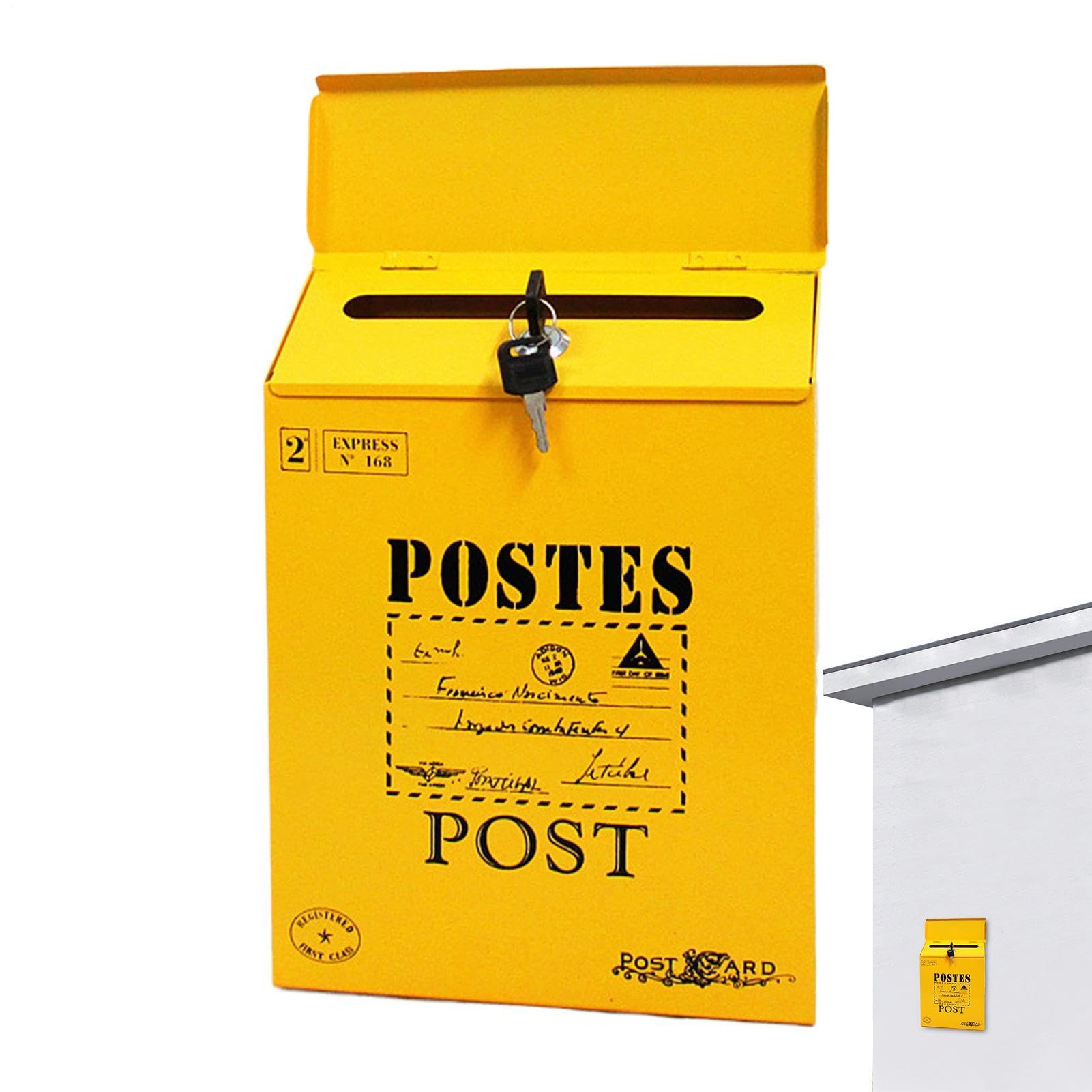 Boîte aux lettres murale étanche en métal résistant avec serrure de sécurité pour maison et jardin