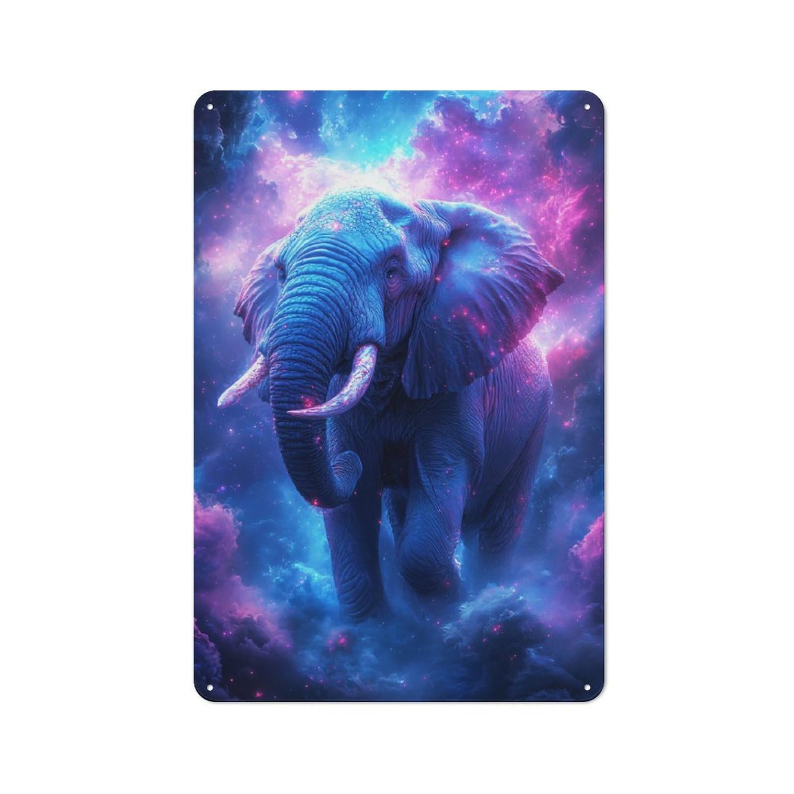 Cosmic Elephant in Nebula Clouds Vintage Tin Sign 30x20cm for Studio Or Craft Room, Suited to Creative-space Collectors
