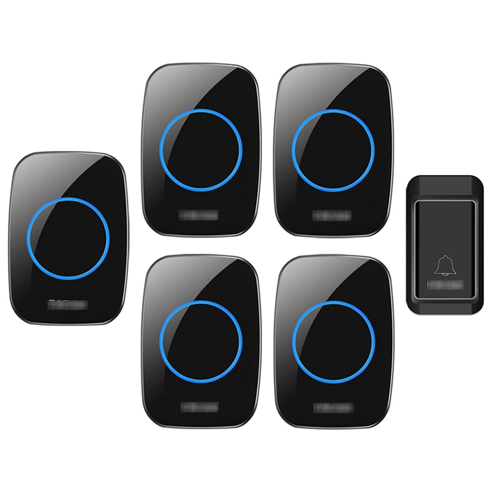 Campanello Wireless autoalimentato, Funzionamento a 390 Piedi di Portata con 38 campanelli, 3 Livelli di Volume, Facile da installare per casa, Scuola, Ufficio, Bianco, Nero