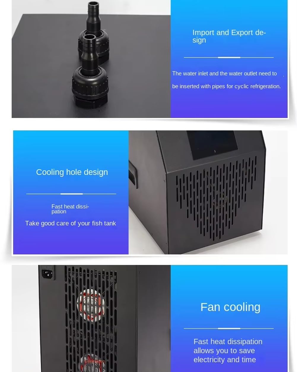 Enfriador de acuario para peceras, enfriador de agua con pantalla y control remoto, compresor de refrigeración de diseño silencioso para sistemas hidropónicos y de agua dulce/agua salada