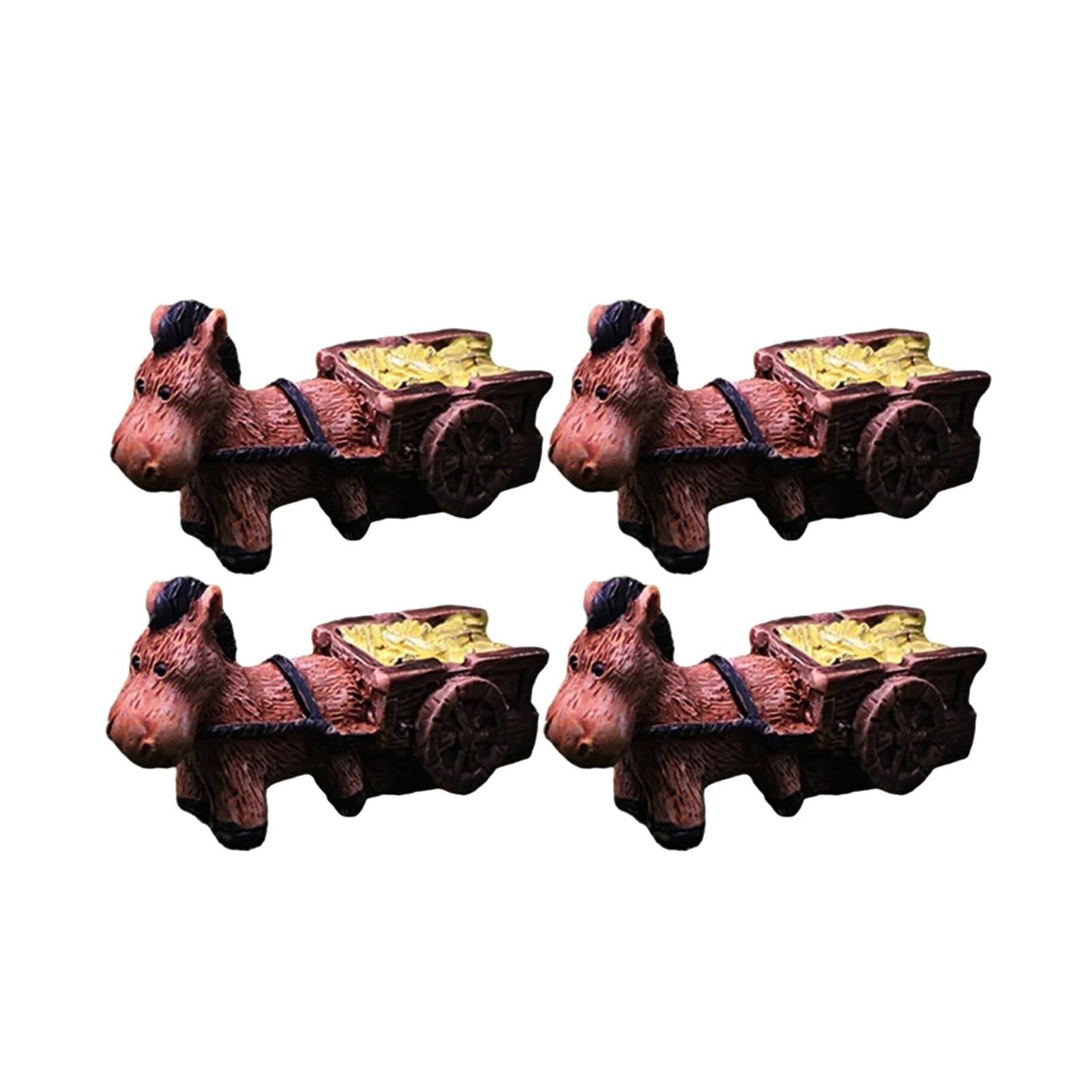 HXLTHINGS Outdoor Statue 4pcs Donkey Cart Ornaments Statue Decor Sculpture Decor