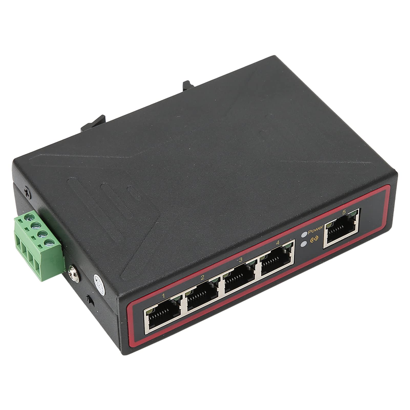 Switch Ethernet sur Rail DIN 5 Ports de Haute qualité avec Conception de qualité Industrielle, Alimentation Redondante - Idéal pour Les Environnements Difficiles - Montage sur Rail DIN