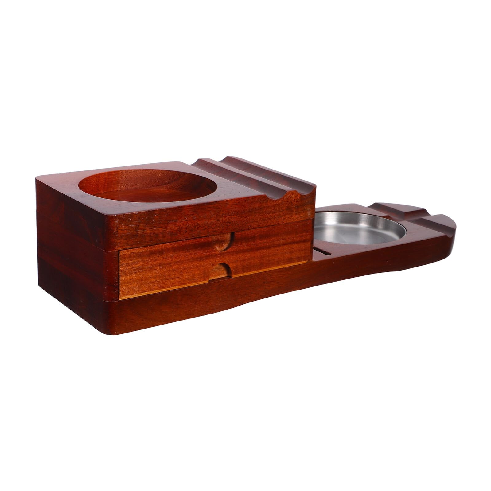 Cendrier en bois d'acacia rouge avec porte-verre à whisky et coupe-cigare intégré pour fumeur