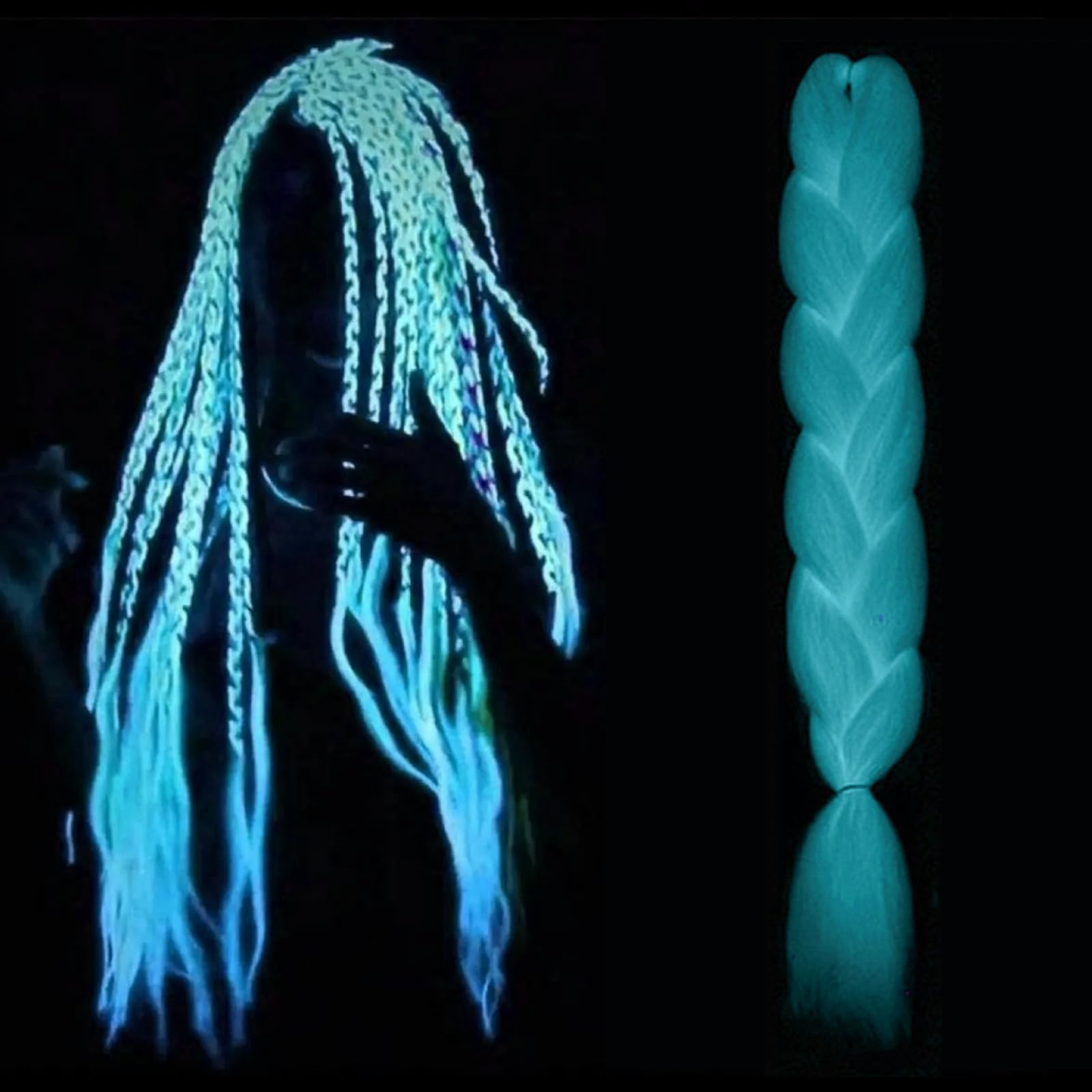 Extensiones de Cabello Trenzado Gigante, DIY Degradado Fluorescente Trenzado Cabello Sintética, 24 pulgadas Extensiones Peluca de Pelo Trenzas Africanas Para Crochet Twist trenzar el pelo (azul)