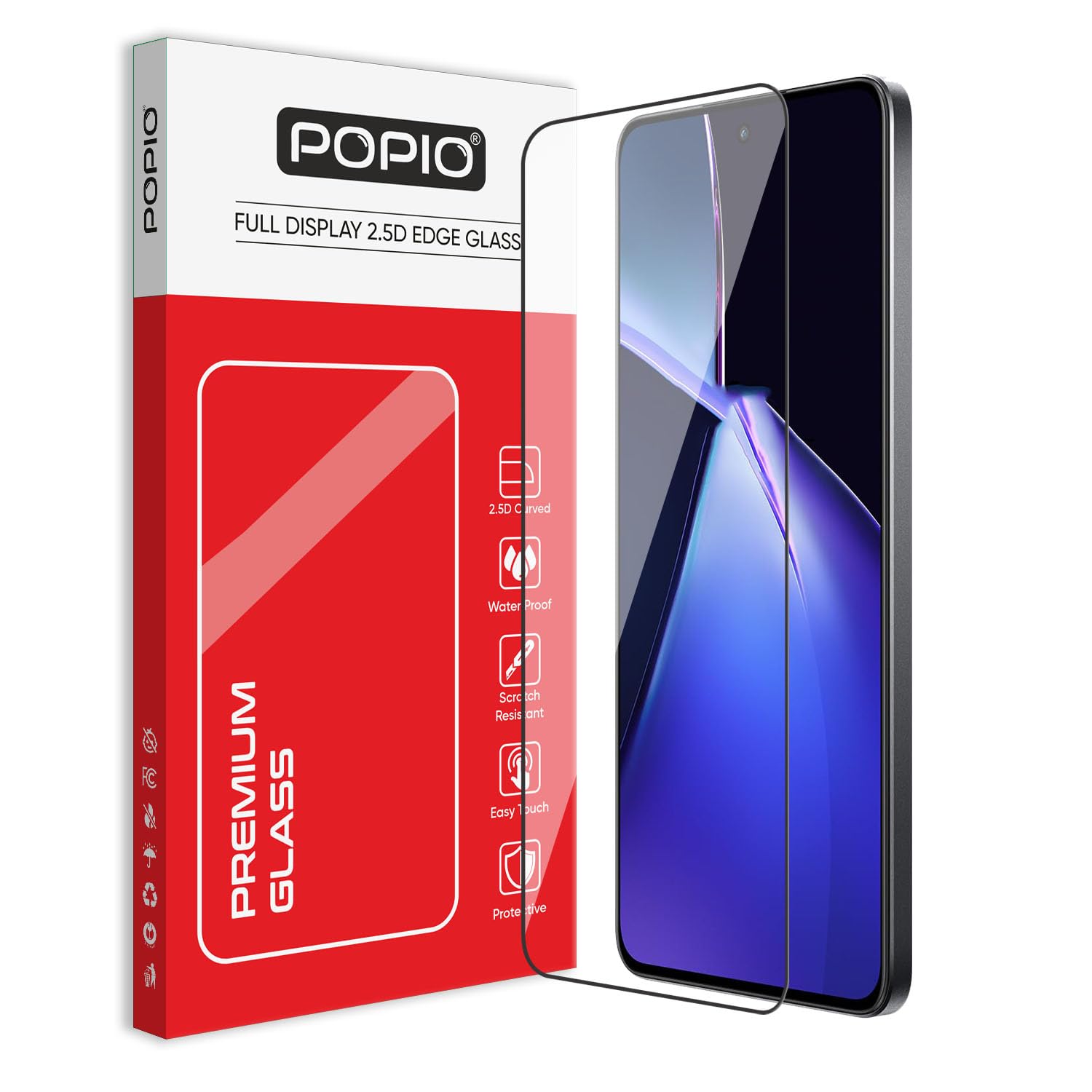 POPIO Military-Grade Gorilla Tempered Glass for OnePlus Nord CE4 (Black) 9H Hardness, Edge-to-Edge Full Coverage, Anti-Scratch, Bubble-Free, Ultra Clear HD Glass, Oleophobic Coating, Face ID Compatible