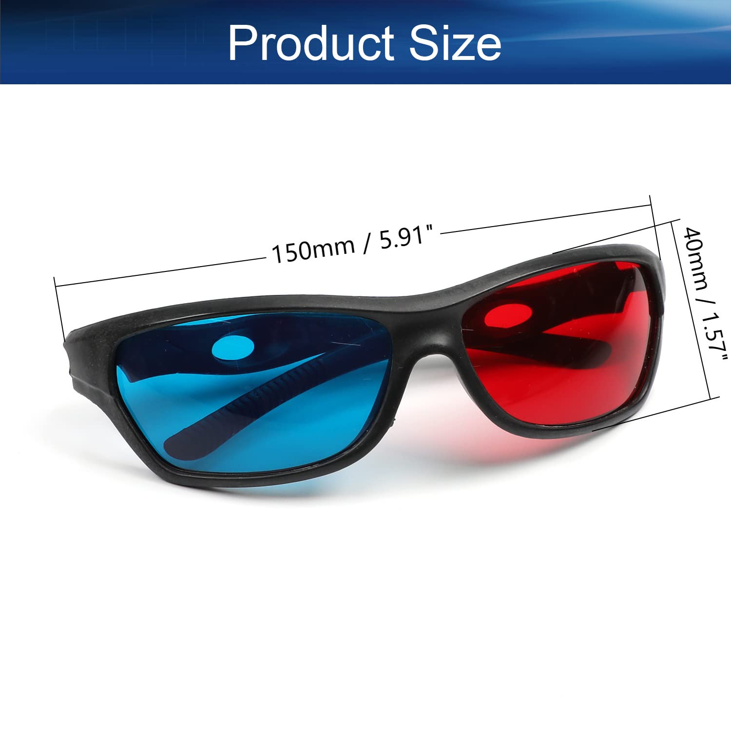 Othmro 1pc rosso-blu occhiali 3D/ciano anaglifo occhiali, anaglifi dimensionali occhiali di visione 3D per giochi TV DVD video virtuale 3D