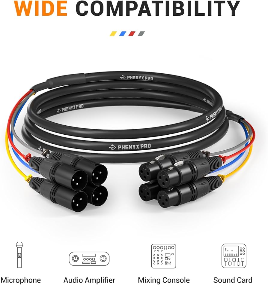 Amazon.co.jp: Phenyx Pro XLR スネークケーブル 色分け4チャンネル