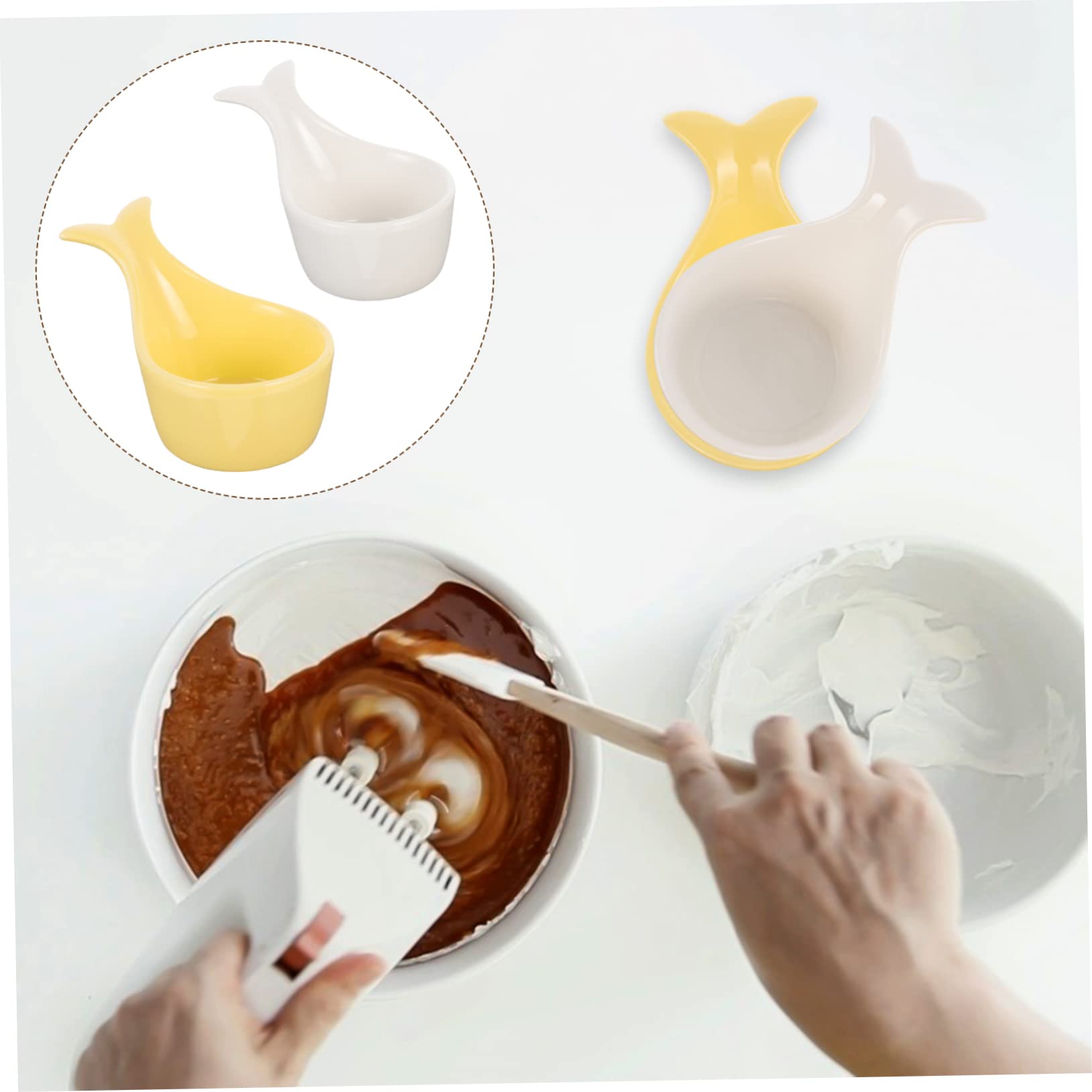 COLLBATH 2 Pcs Fish Bowl Dessert Baking Bowl Snack Dip Bowls Mini Dipping Bowl Sundae Dish Fish Shaped Dish Flavor Plate Saucer Food Serving Bowl Mousse Cup Ketchup Side Dish Ceramics White