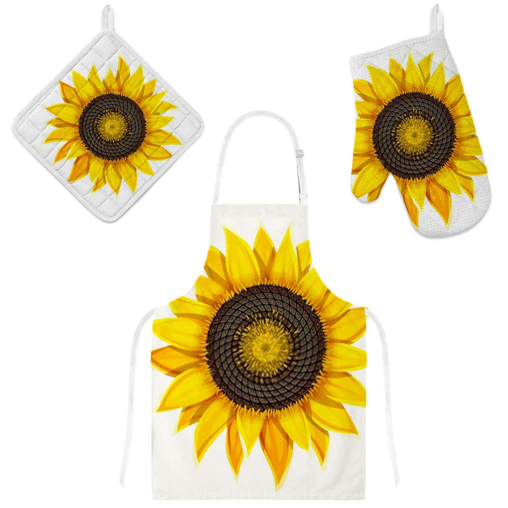 Tabliers de cuisine tournesol par 3 : parfaits pour le jardinage et le barbecue