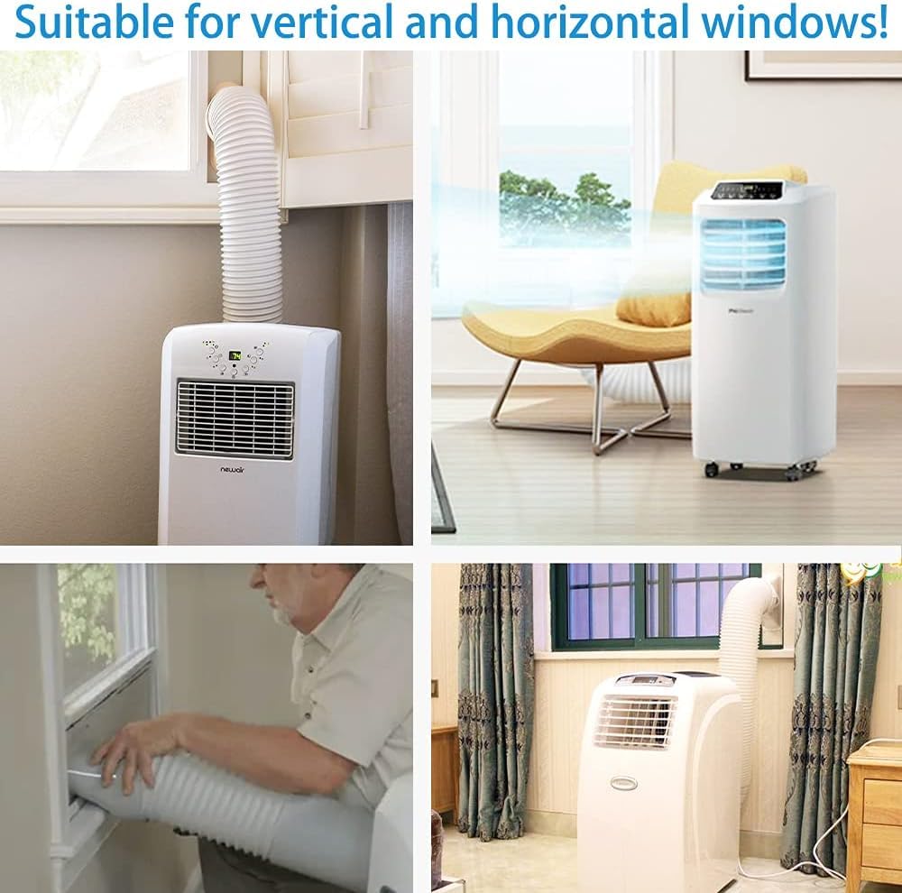 Klimaanlage Fensterabdichtung Set für Mobile Klimaanlage, Verstellbare Fensterblende aus mit 15 cm Schlauchadapter, Abluftschlauch Fensterdurchführung für Rolladen und Schiebefenster. (Weiß 2)