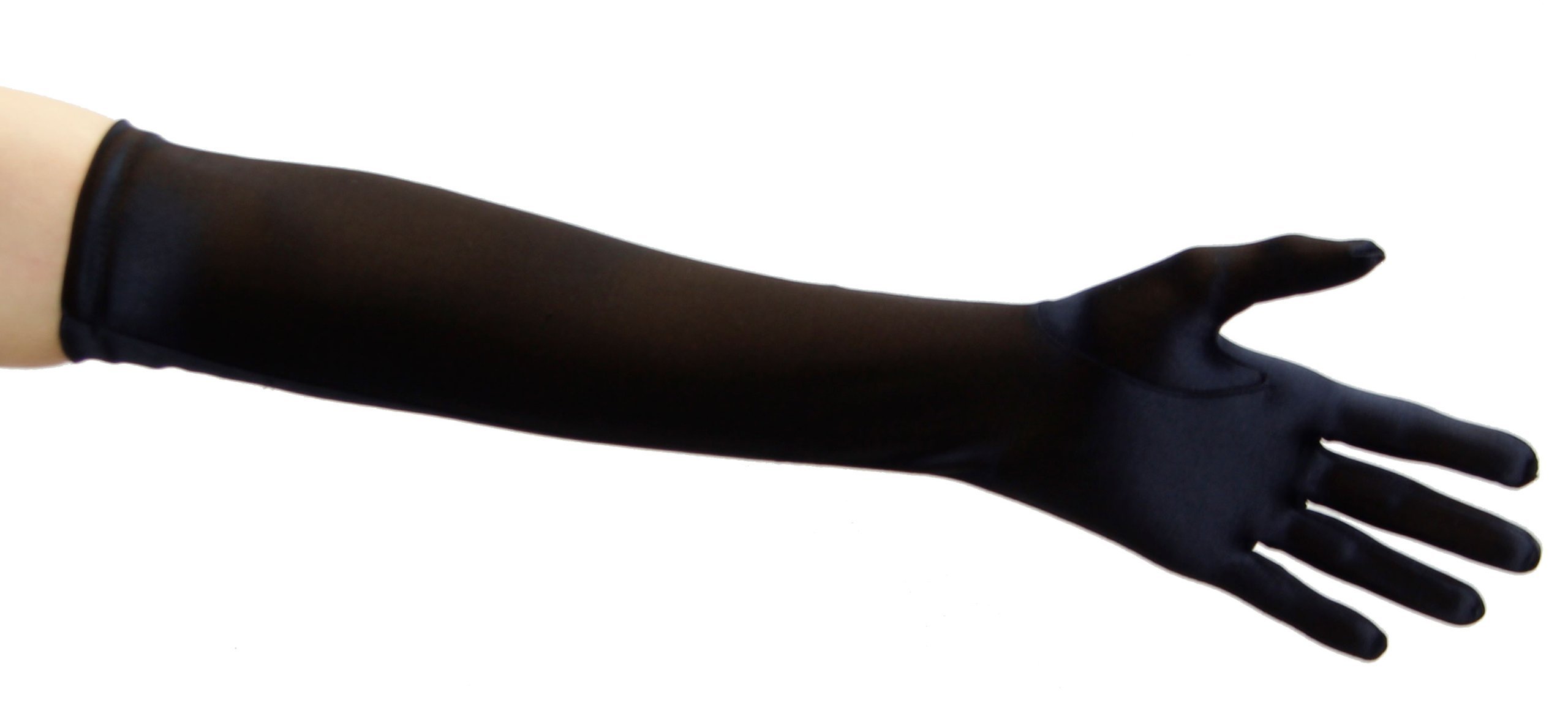Satin Mystery Smooth Over Elbow Length Gloves, Black