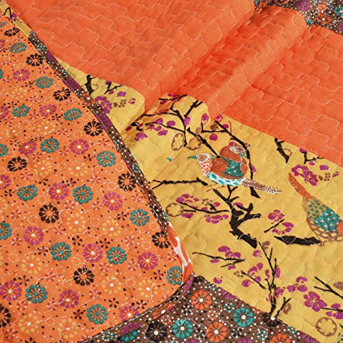 Lush Decor Royal Empire Throw - Floral Stripe Reversible Design Blanket - 60” X 50”, Tangerine #TOP3