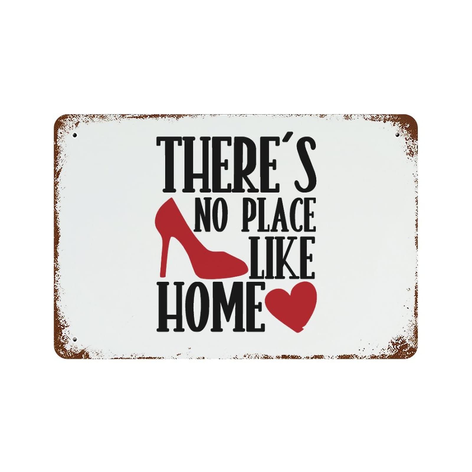 Letreros de aluminio retro "There's No Place Like Home" WengBeauty de 12x18 pulgadas