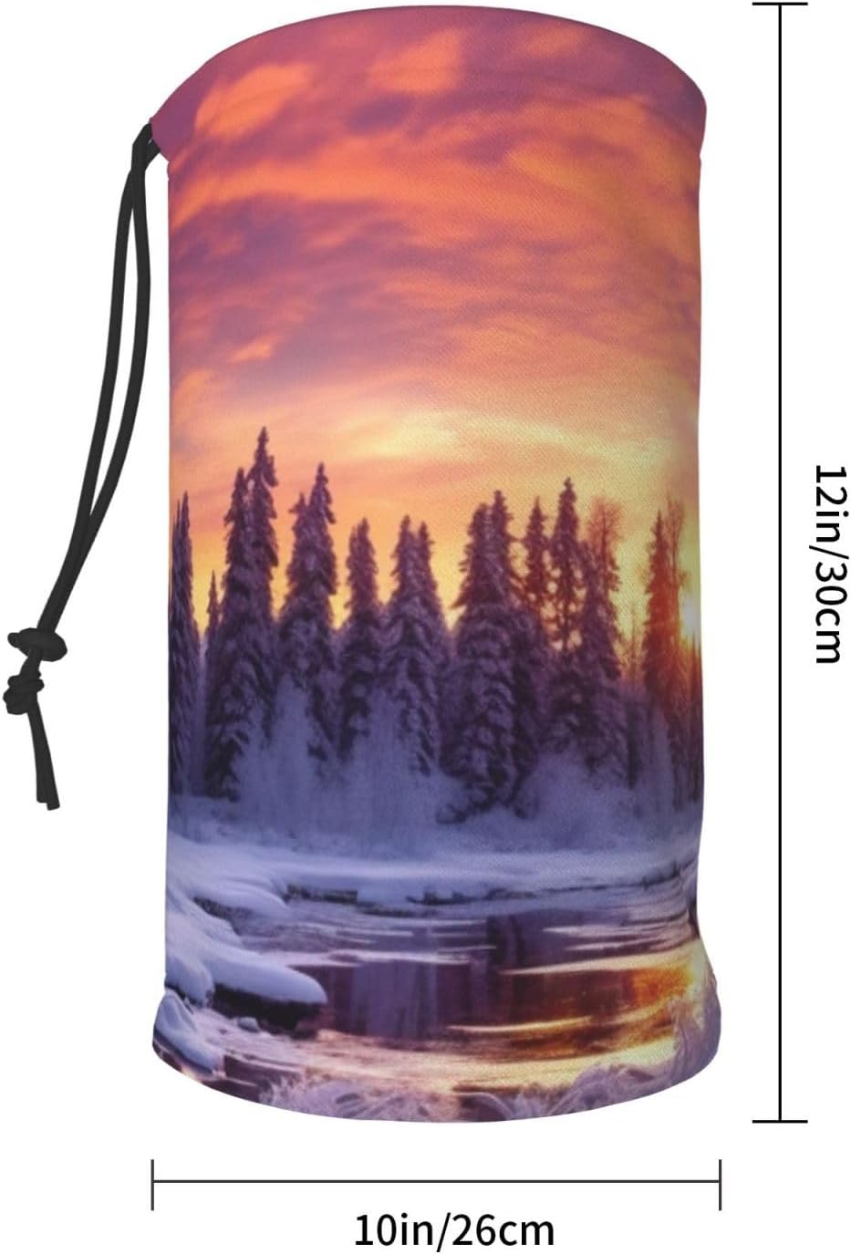 Neck Warmer Winter, Winter Landscape Print For Cold Weather Winter Face Mask,Thick Warm Neck Gaiter Face Scarf,For Men Women Skiing Cycling - With Rope