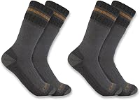 Carhartt Men's SB7742M Heavyweight Synthetic-Wool Blend Boot Socks 2-Pack - Warm, Dry, Durable for Winter Work & Outdoors (Large 9-11.5)