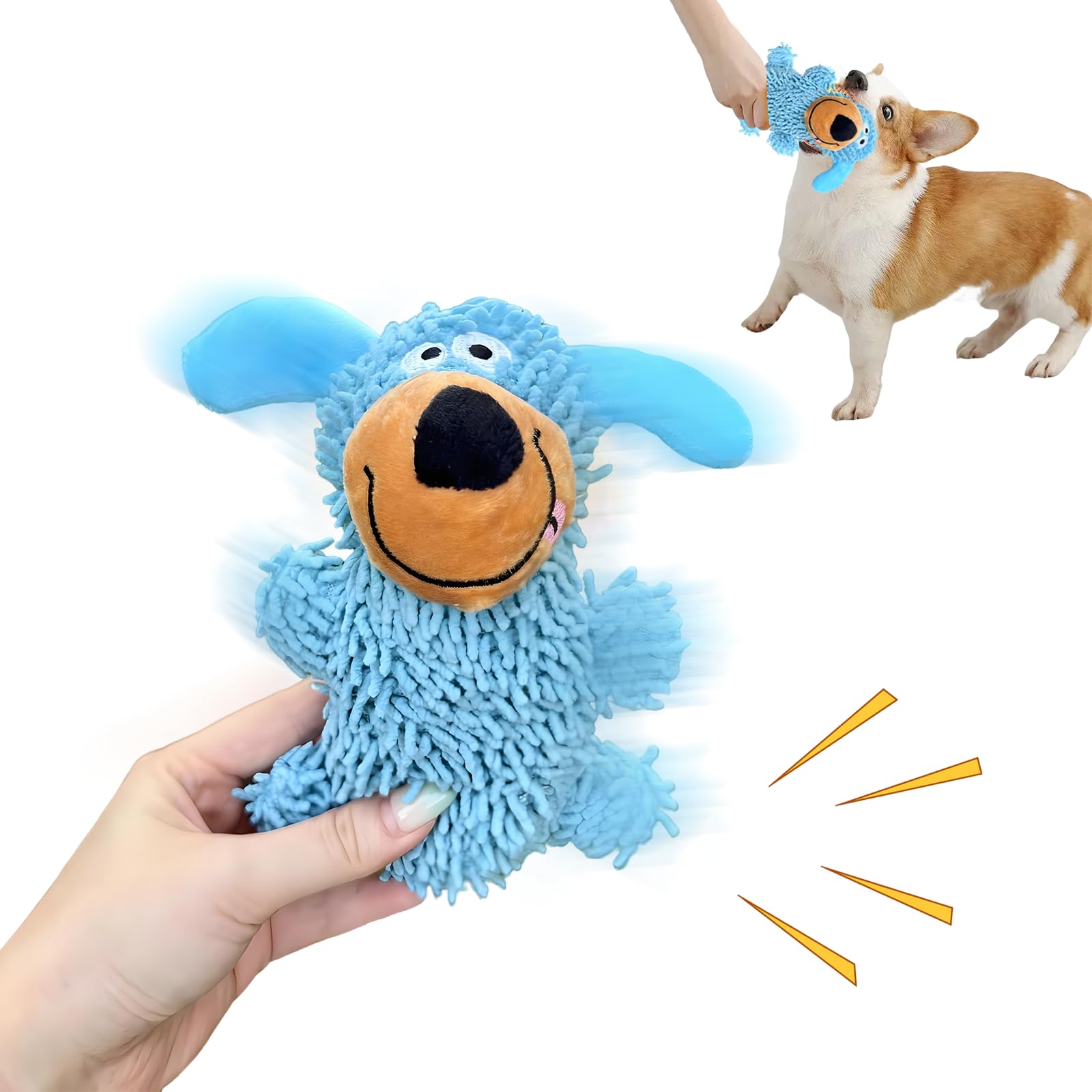 PEAMOO Dog Chew Toys, Squeaky Durable Chew Toys, Dog Toothbrush Toys for Puppy Dental Care Teeth Cleaning, indestructible dog toys for Training/Teeth Cleaning/Boredom Relief (blue)