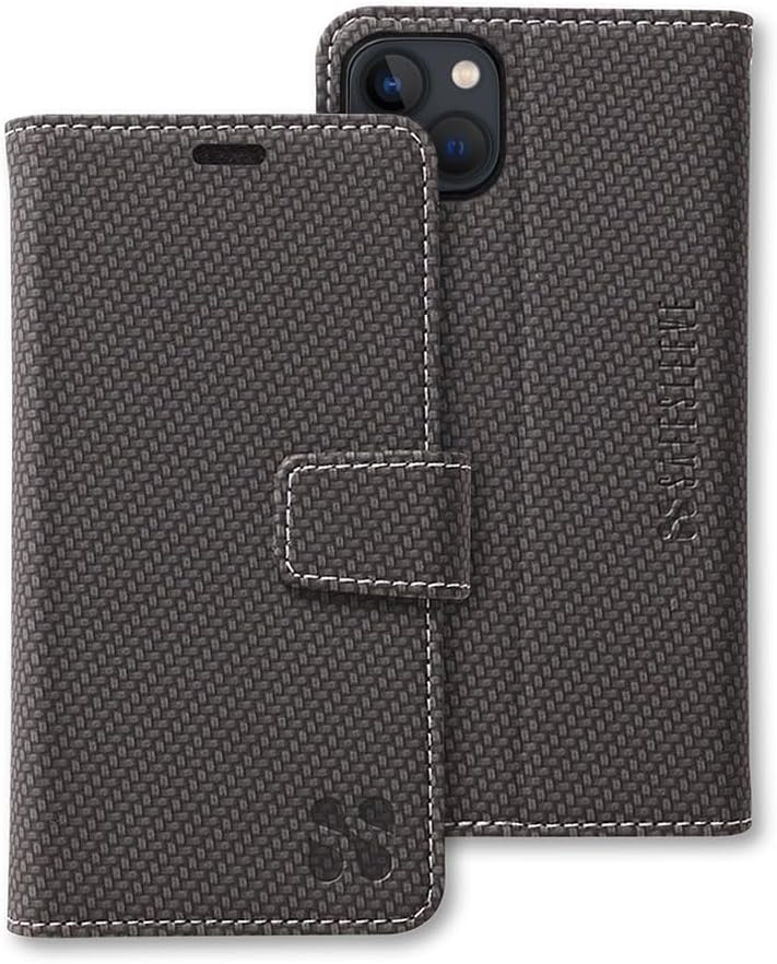 SafeSleeve Wallet Leather Case Detachable for iPhone 13 Pro Max EMF Blocker for Cell Phone with 3 Card Holder & Adjustable Stand – Magnetic Closure, and Magnetic Folio Protection for Daily Use (Black)