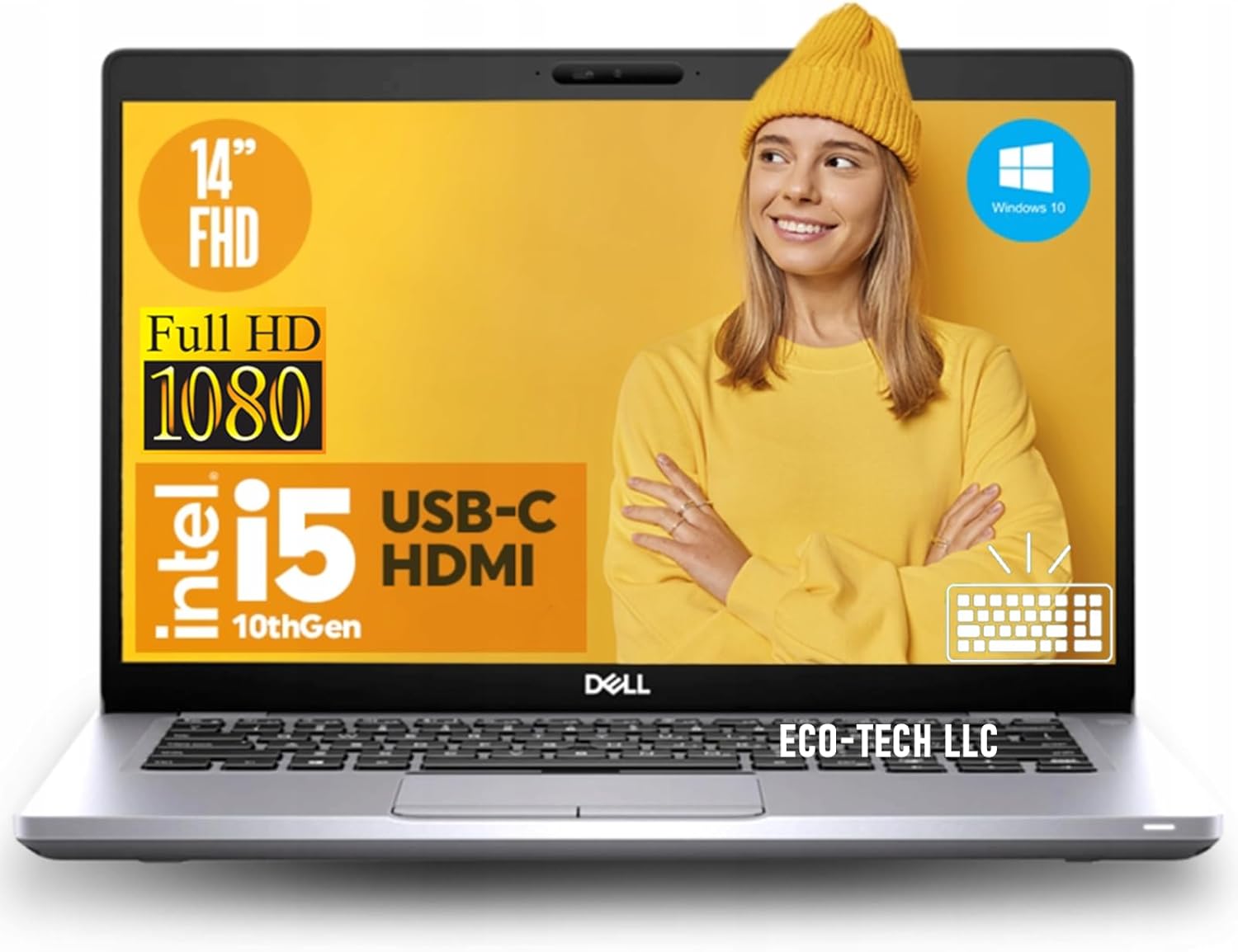 Laptop empresarial dell latitude 5410 intel core i5-10310u quad core  ghz fhd de 14 pulgadas 16 gb de ram ssd de 512 gb teclado retroiluminado  cam