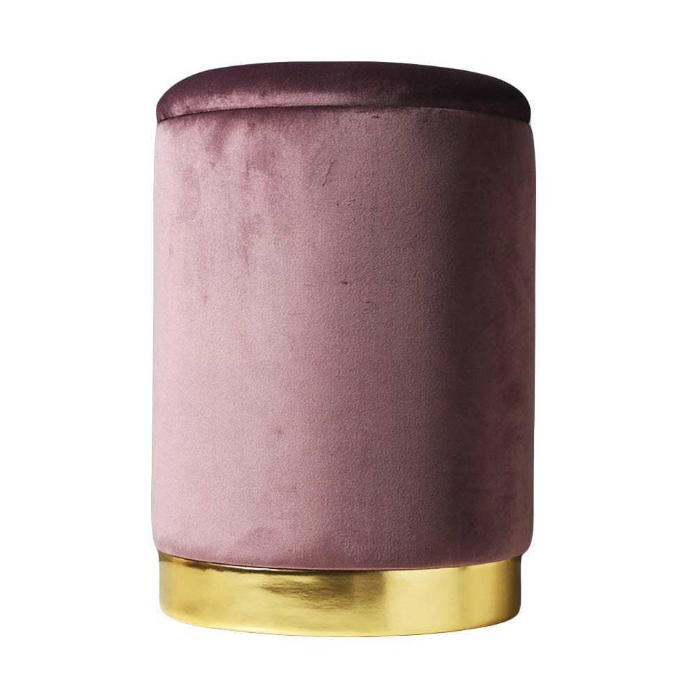 Tabouret en velours rose au rembourrage compact et élégant