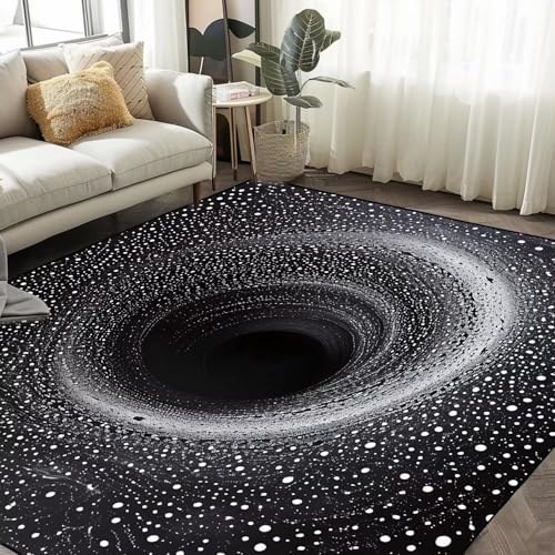 Tapete Decorativo Vortex Negro y Blanco 2'x3' miniatura 3