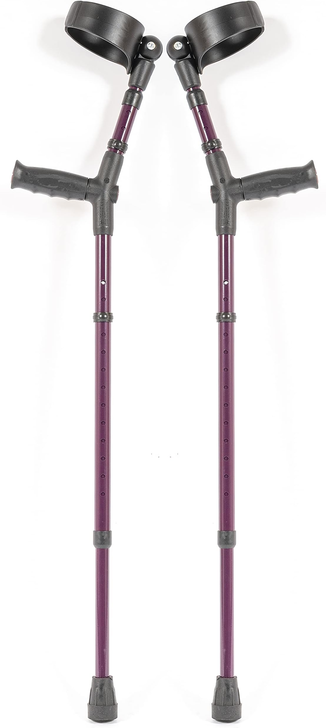 Ossenberg Aluminium Forearm Crutches Closed Cuff Ergo Soft Grip Pair (Aubergine)