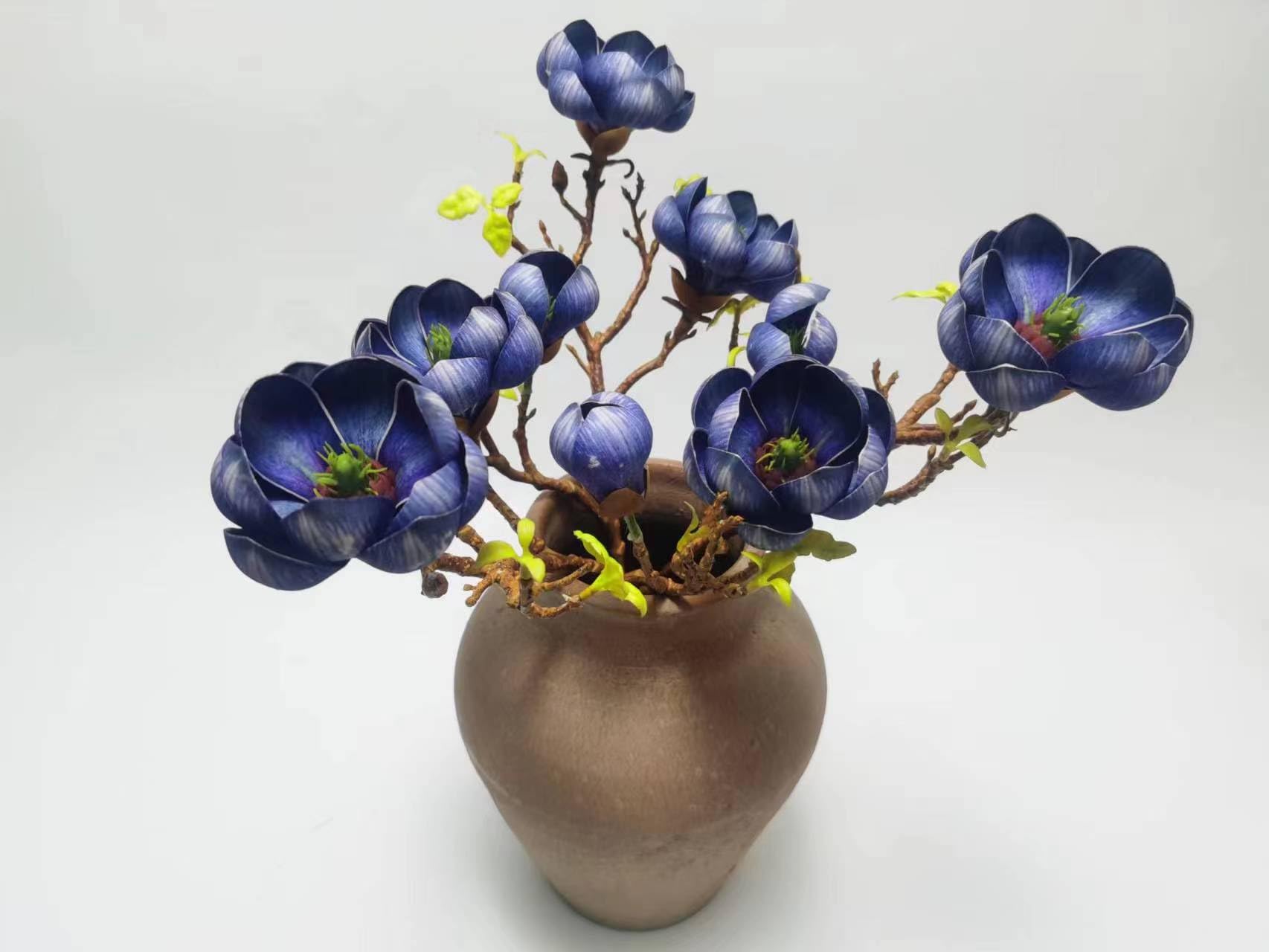 Uqueeten Artificial Magnolia Flower (Blue) 3Pcs