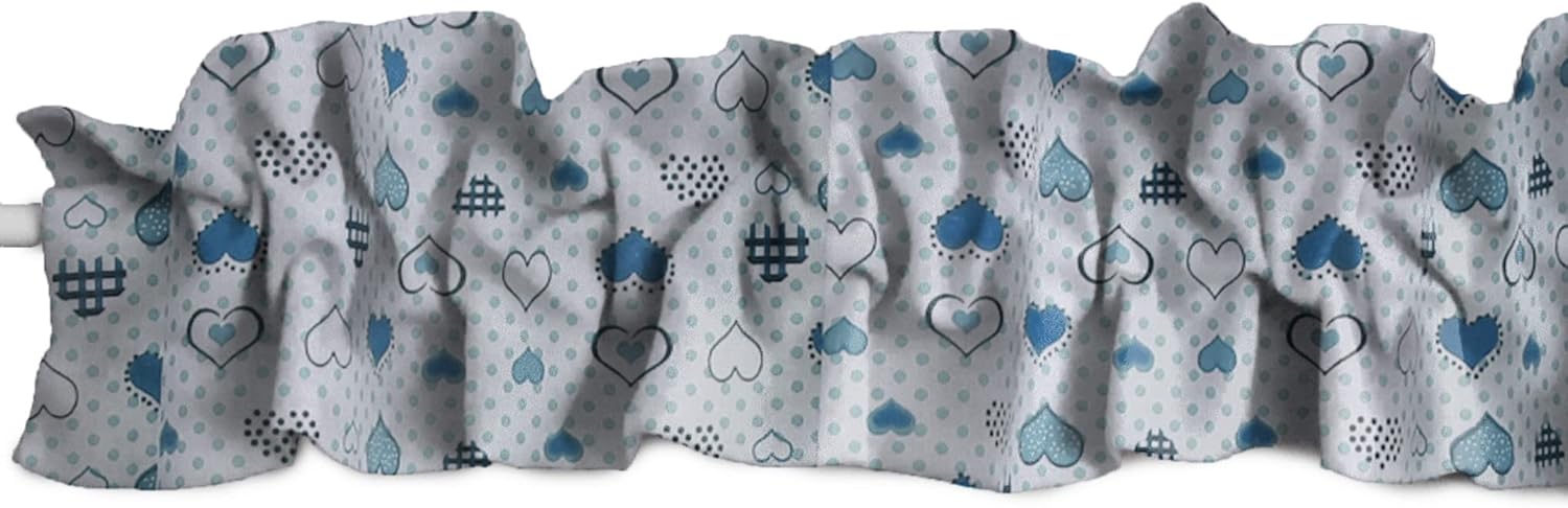 Zen Creative Designs Cotton Hearts and Dots Print Sleeve Topper Window Valance Top Bottom Ruffle Home Décor Bedroom Nursery Kitchen Window (144" Wide x 9" Tall, Purple)