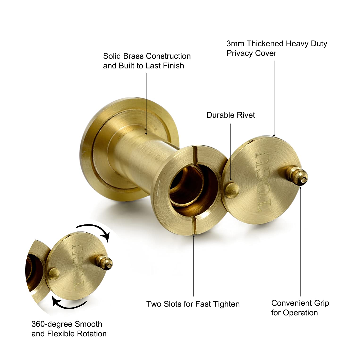 TOGU TG2614YG-AC UL Listed Solid Brass 220-degree Door Viewer With - View #5