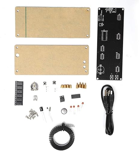Miniatura 2 de Kit de reloj digital LED compacto, kit de reloj electrónico de celosía digital de 5 V con apariencia acrílica con aviso de temperatura