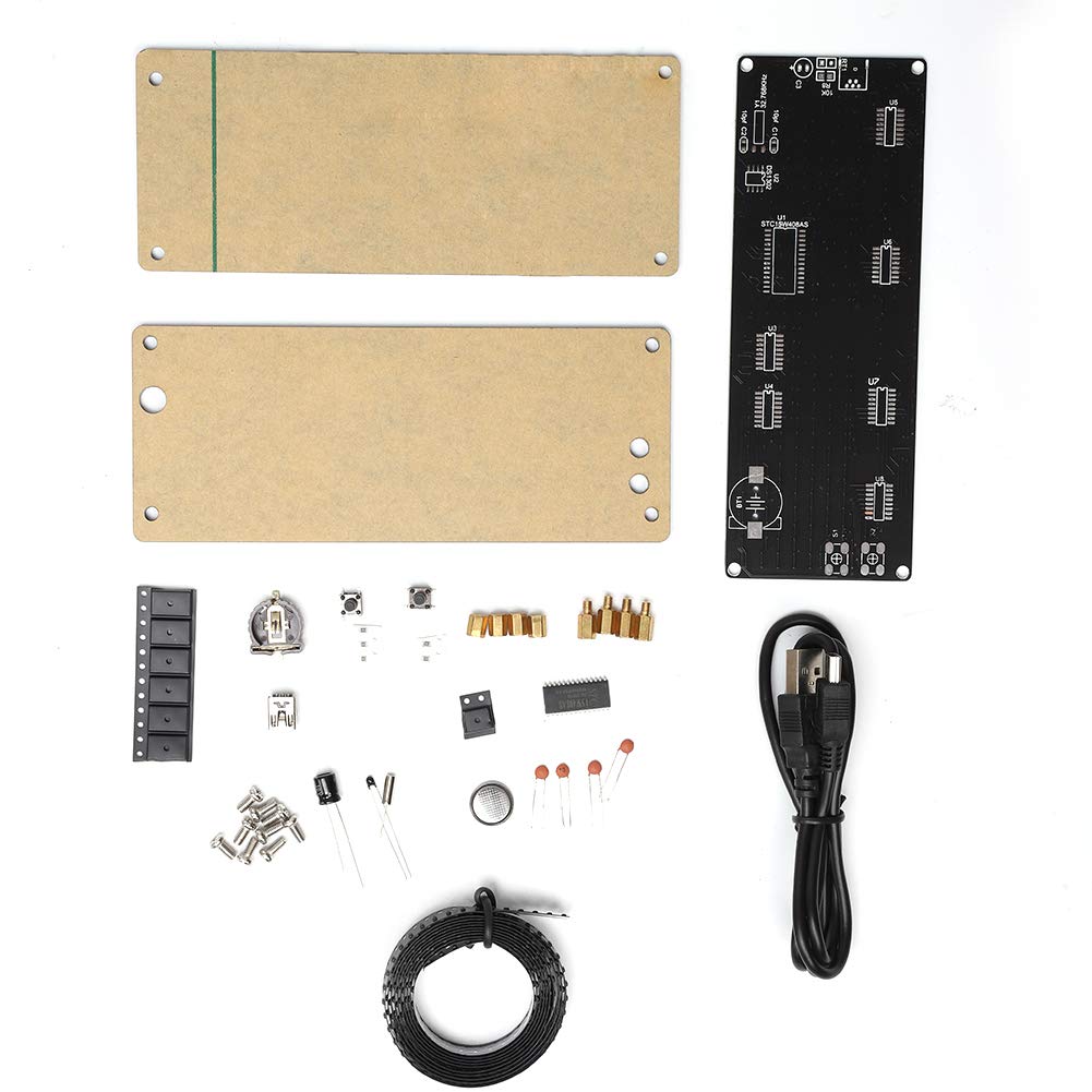Garsent Kit LED-Uhr, 5V Digital Electronic DIY Clock Kit in Acryl Aussehen mit Temperatur Prompt für DIY.