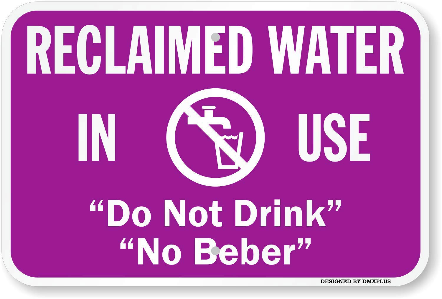 Unoopler Reclaimed Water in Use (with No Drinking Water, Heavy-Duty tin Sign, Metal Sign, 16" x 12"