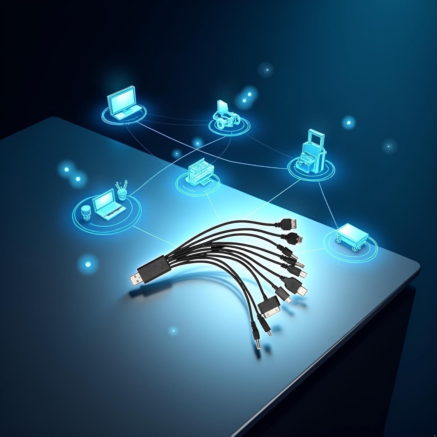 Cavo USB universale 10 in 1, 3 pezzi, nero, cavo di ricarica universale per telefoni cellulari, auricolari Blutooth, cavo adattatore per altoparlanti, cavo dati da 20 cm, cavi e