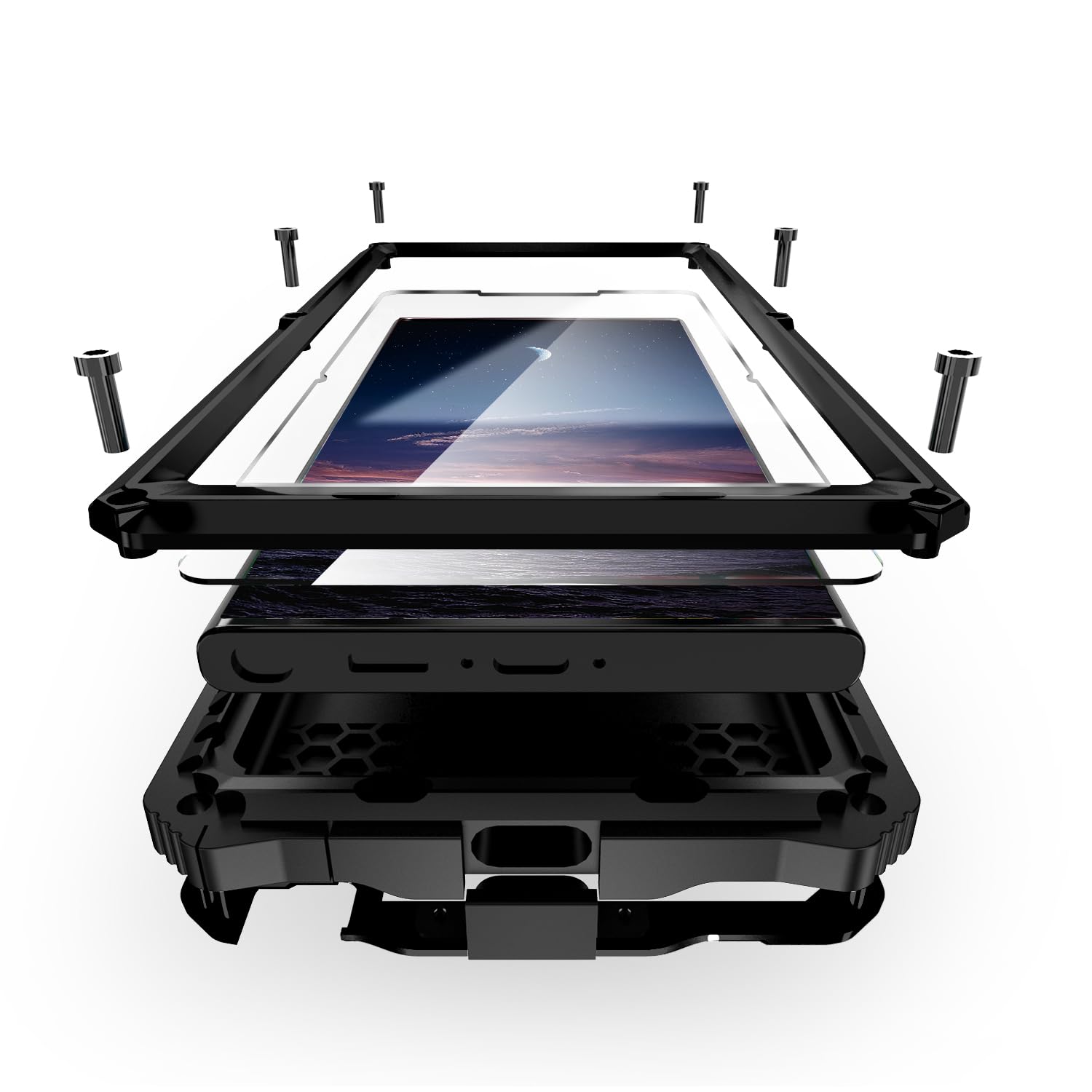 Compatible for Samsung Galaxy S24 Ultra Metal Case with Stand, Heavy Duty Dust Proof Military Grade Rugged Case, Built-in Screen Protector Camera