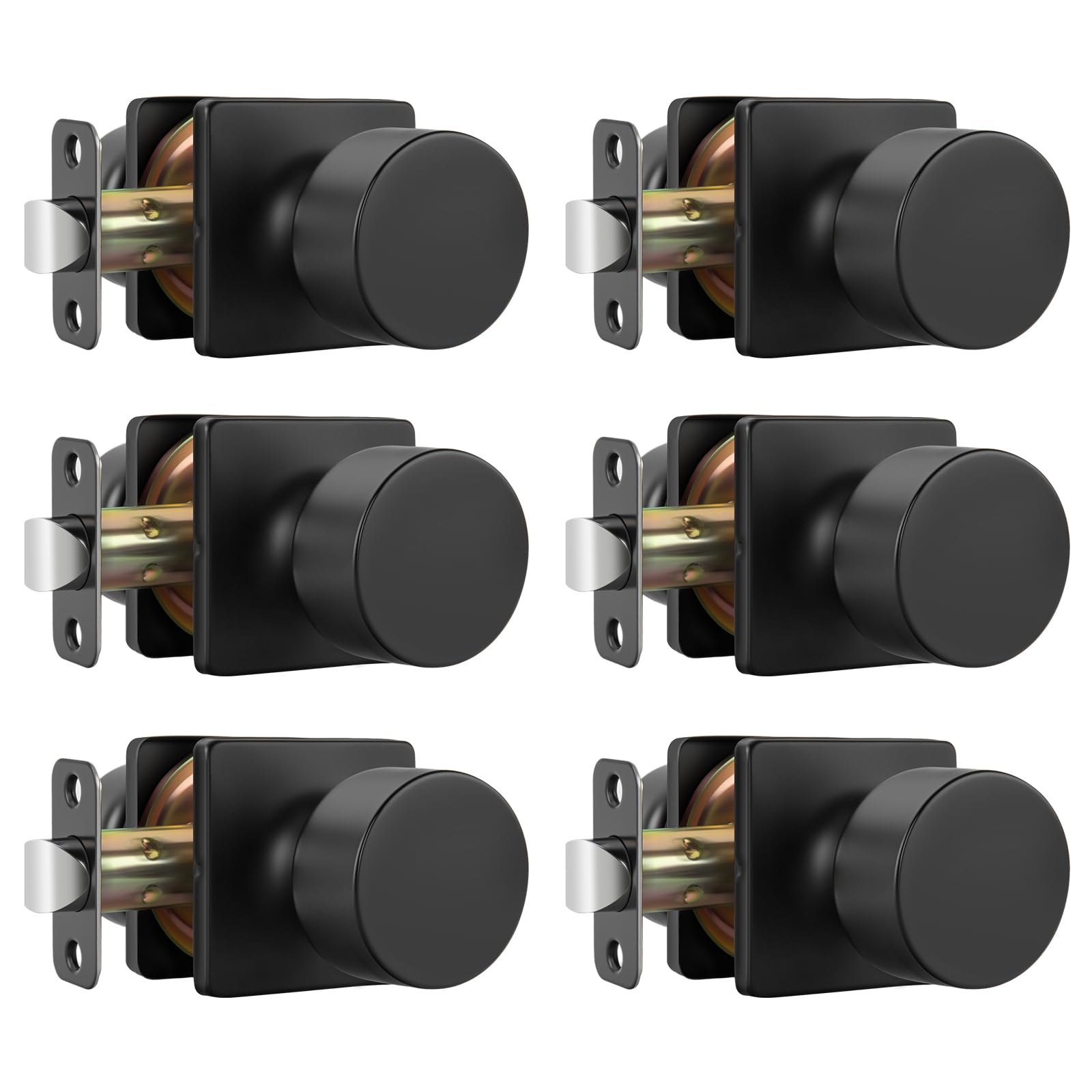 Matte Black Door Knobs - 6 Pack for Privacy -30