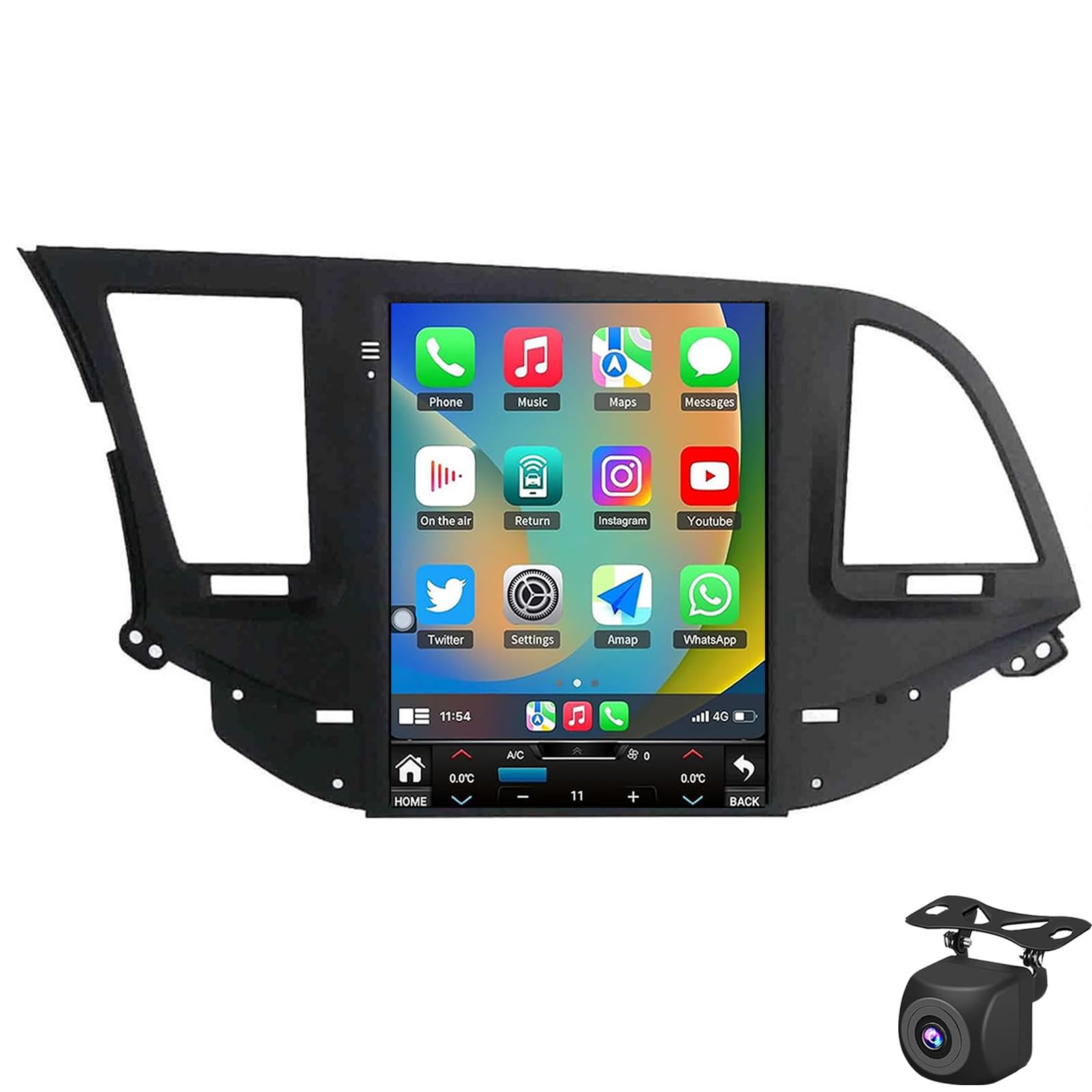 Radio Samochodowe 2 Din Do Hyundai Elantra 6 2015-2019 Z Bezprzewodowym CarPlay I Android Auto Ekran 9,7 Cala Stereo Samochodowe Mirror Link Bluetooth GPS SWC/FM/AM/RDS Kamera Cofan(Color:4G 8G+256G)
