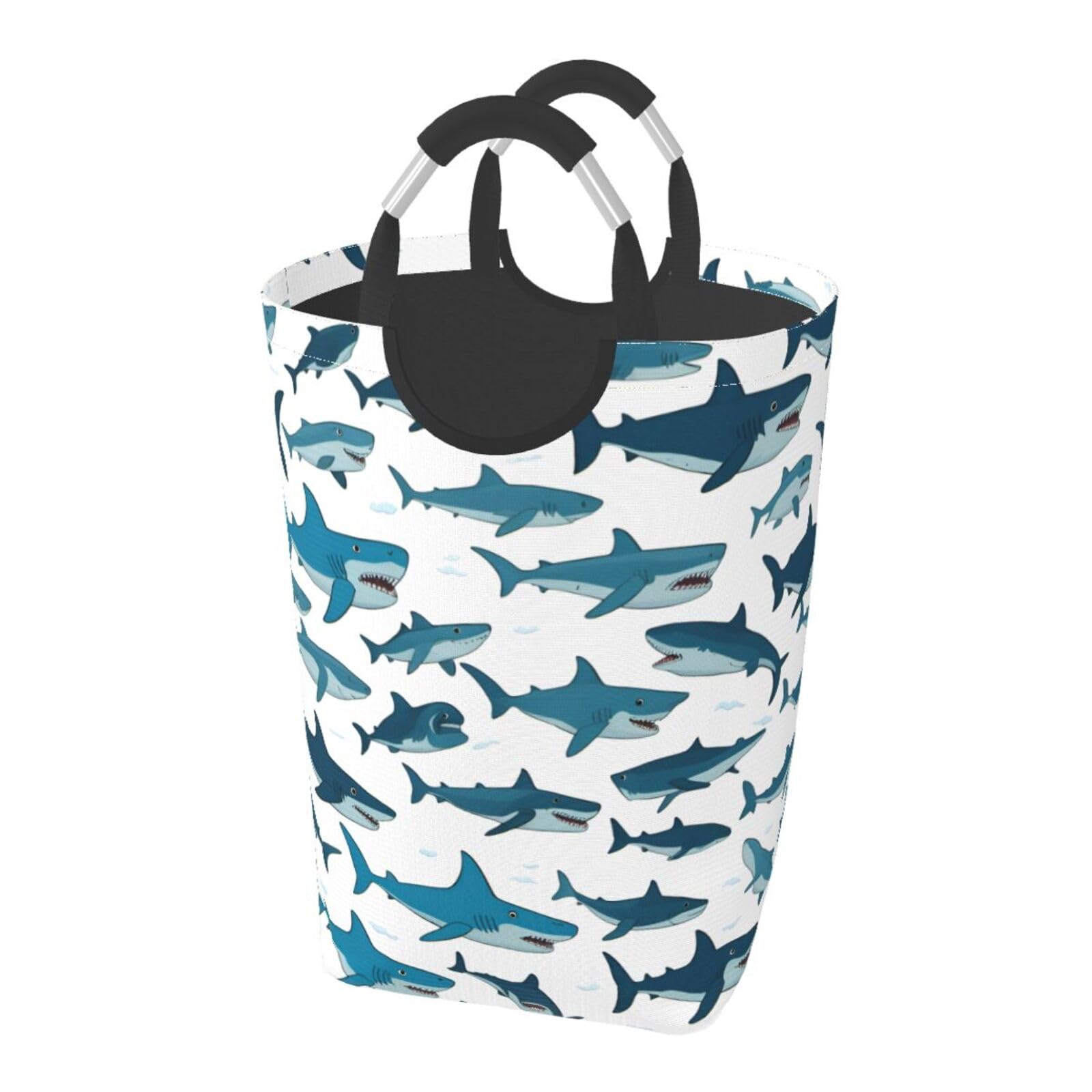 Panier à linge pliable requin avec poignée grand format pour dortoir et salle de bain