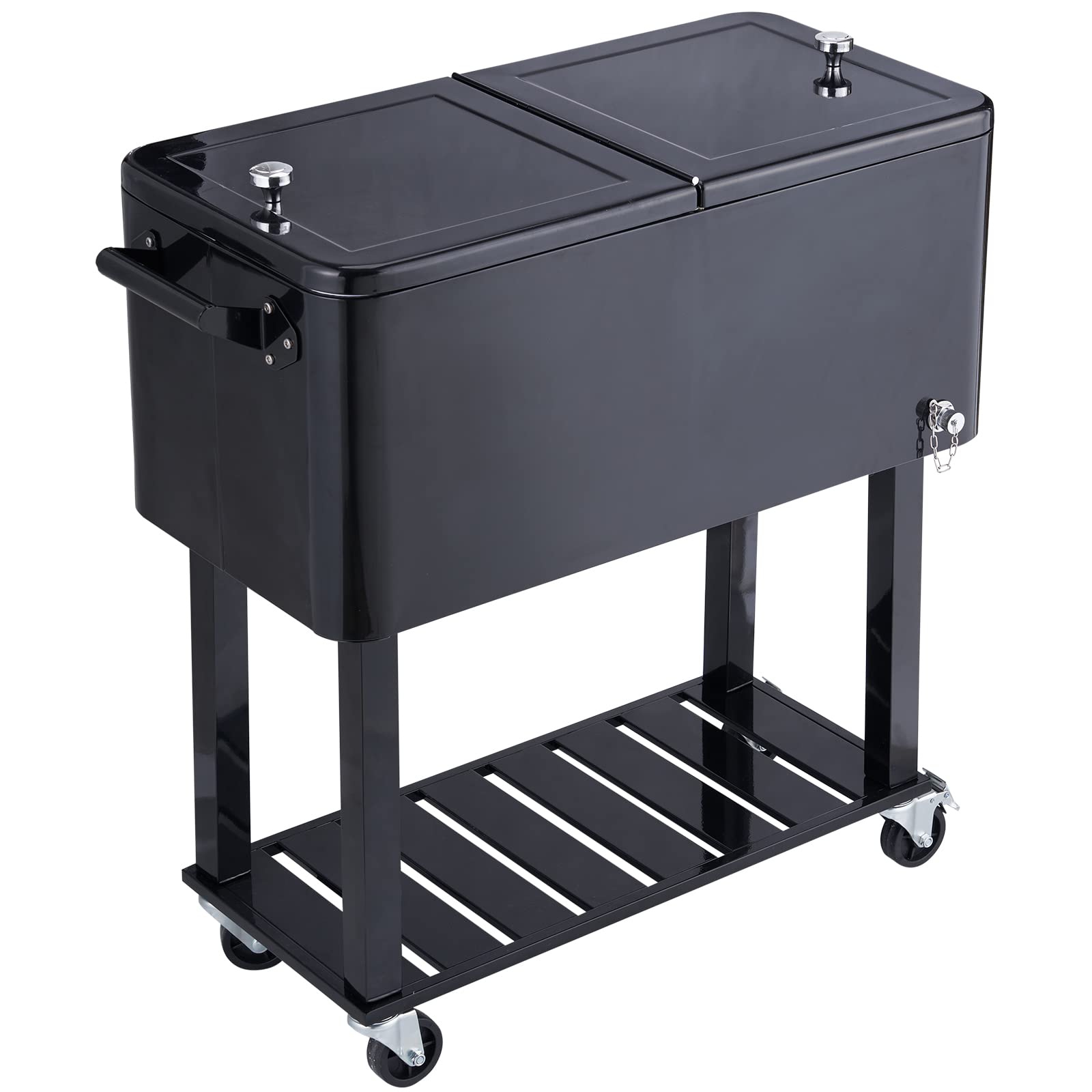 VEVOR Carrello Mobile Bar Mini Frigo Isotermico 80QT per Bevande con Apribottiglie per Feste Esterno