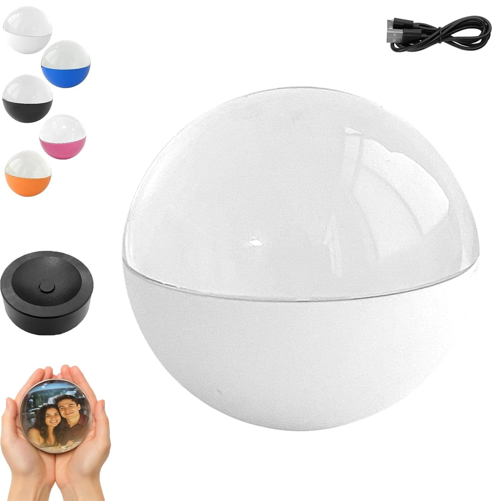 LumiOrb WiFi Crystal Ball – 3D Video & Photo Memory Sphere, Magic Crystal Ball Ornament, Memory Orb Custom Video Sphere, Uploadable Videos & Photos, for Couples,Pets, Memories (White,Upgrade) White Upgrade