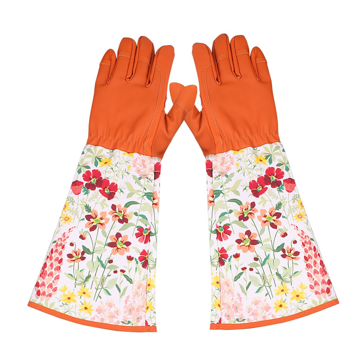 Gartenhandschuhe Leder Dornenfest mit Extra Langem Schutz Arbeitshandschuhe aus Polyester mit Flexiblem Design und Verstärktem Armschutz für Gartenarbeit