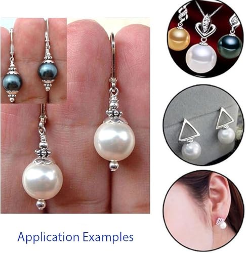 Miniatura 6 de Adabele 1 hebra de perlas de concha natural de grado AAA de 0.394 pulgadas, nácar de agua dulce, cuentas redondas sueltas de 15 pulgadas (blanco