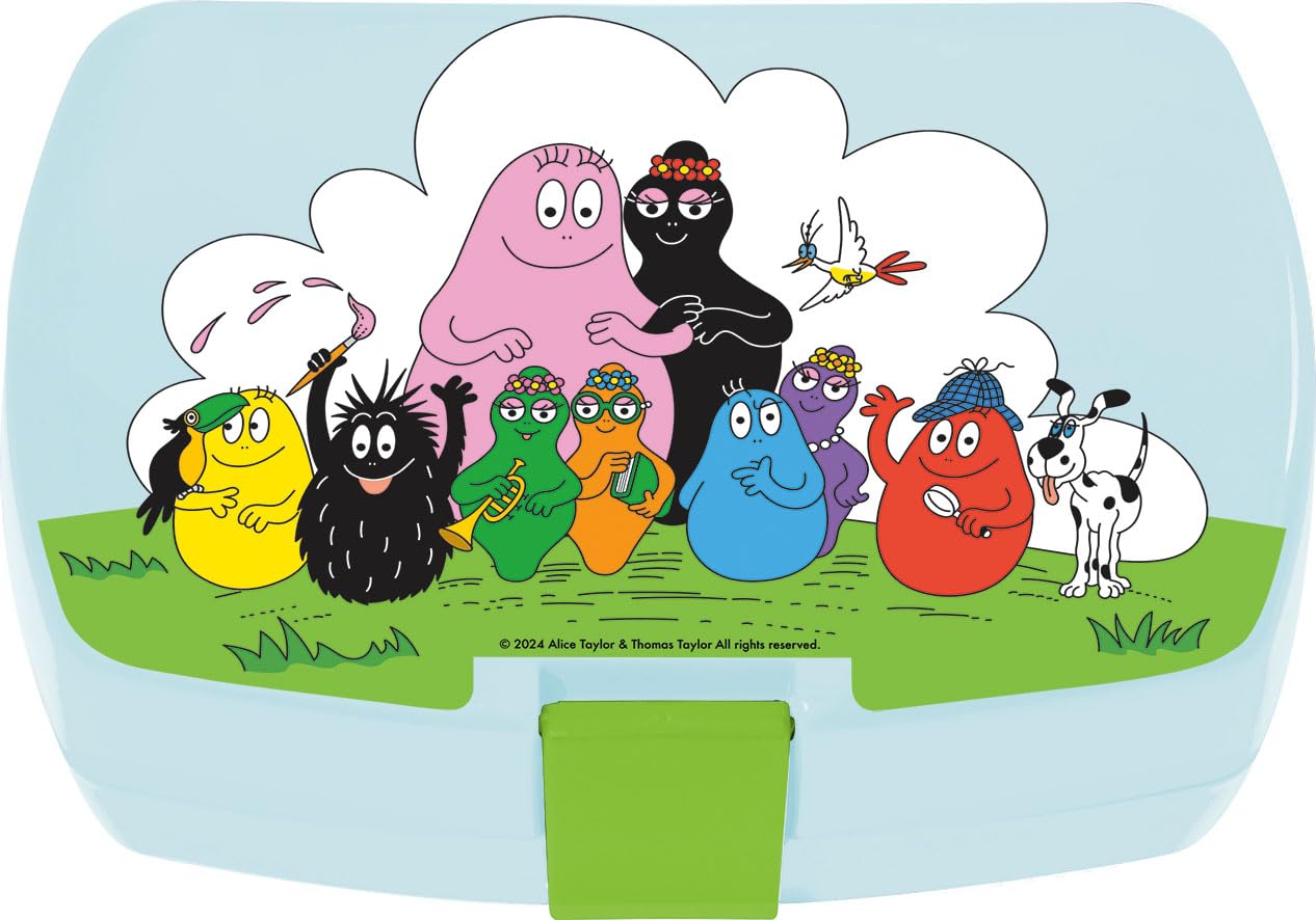 FUN HOUSE | Set Complet Boite Repas Barbapapa Pour Enfant | 1 Verre, 2 Assiettes + Couverts + Gourde et Boite Goûter | Licence Officielle | Réutilisable et Micro-ondable | Idée Cadeau Enfant