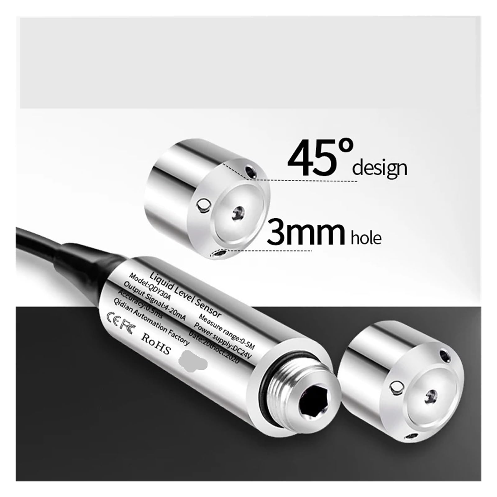 Transmisor de sensor de nivel 4-20mA 0-10V RS485 304 acero inoxidable