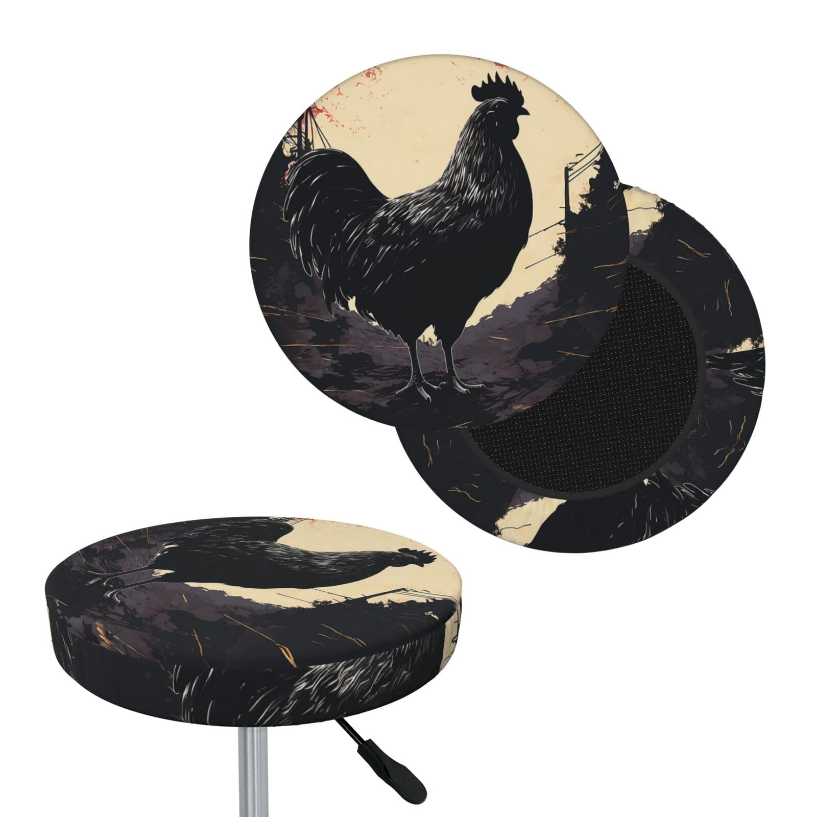 NONHAI Farmhouse Chicken Bar Stool Cover Round Elastic Stool Cushion Covers Dustproof Bar Chair Cover Washable Stool Cushion Slipcover Stretch Stool Seat Covers for 12-14 Inch Chair