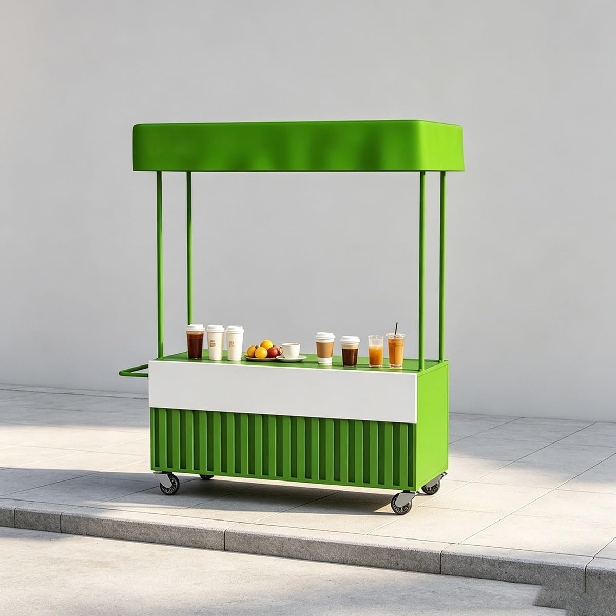 Carrito para Street Food, Puesto de Venta Móvil con Bloqueables | Carro de Venta Puesto de Mercado con Toldo, Asa Ergonómica para Mercados, Ferias y Eventos(Yellow,130cm)