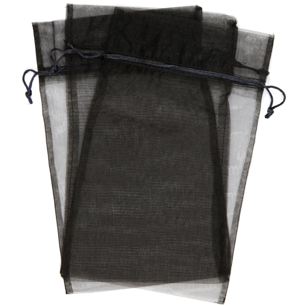 Bucasi 14x9 Large 30pcs Organza Gift Bags Drawstring Pouches for Party Wedding Favors (Black)
