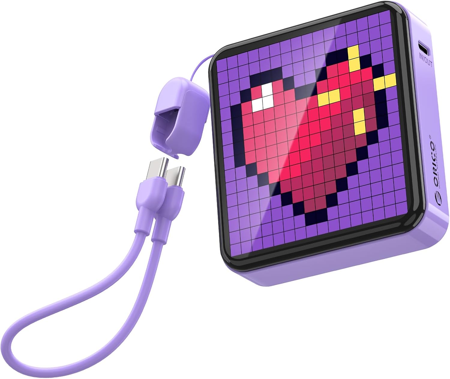 ORICO Pixel Art Portable Charger 5000mAh, USB-C Detachable Cable