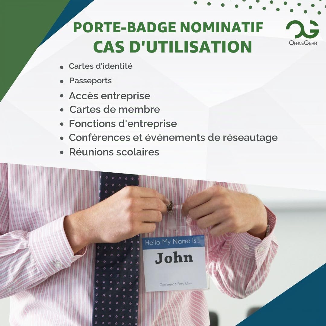 OfficeGear Lot de 200 porte-badges d'événement verticaux à suspendre - Taille A6 (4x6 in / 105 x 150 mm) - Ouverture sur le dessus pour cartes d'identité, passeports, badges visiteurs