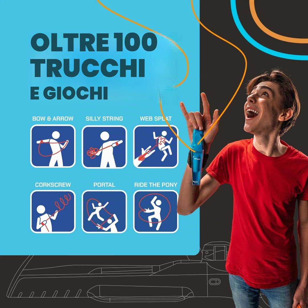ZipString Aracna - Giocattolo lanciaraga che si illumina al buio | Per bambini, ragazzi e adulti, brevettato, ricaricare, durevole, azione di tiro web supereroe