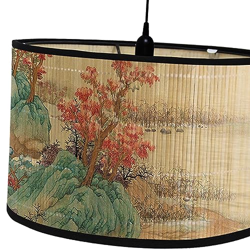 Sharplace Drum Print Lamp Shade, Drum Shaped Lamp Shades, Light Cover, Decorative Handmade Printed Drum Lampshade, Bamboo Lampshade Only for Table Floor, E - Image 6