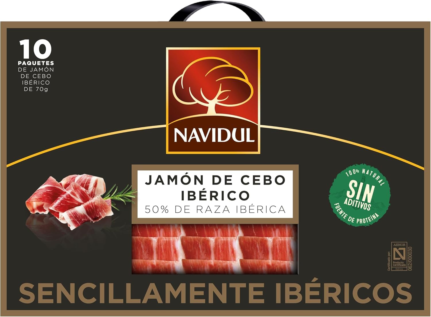 Navidul Pack Maletín de Jamón de Cebo Ibérico (50% raza ibérica) 10x70g 700 gr y Maletín de Paleta de Cebo Ibérica (50% raza ibérica) freshpack envasado al vacío - 10x70g, Total 700gr
